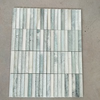 Carreaux de mosaïque en travertin beige à motif cannelé concave pour dosseret de cuisine de décoration murale de salle de bain