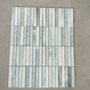 Motivo concavo scanalato Beige <span class=keywords><strong>travertino</strong></span> tessere di mosaico per il bagno decorazione della parete della cucina Backsplash - Product Image 5