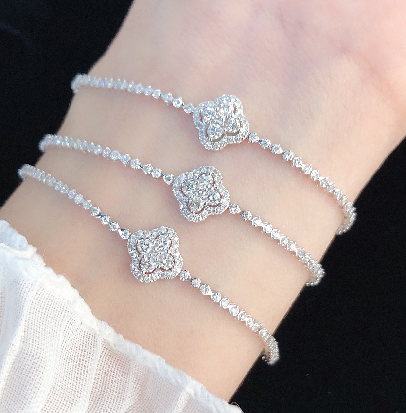 18k real gold 4 leaf clover bracelet