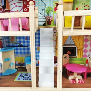 <span class=keywords><strong>Maison</strong></span> de ville en bois massif durable à bon prix pour poupées avec meubles pour filles - Product Image 3