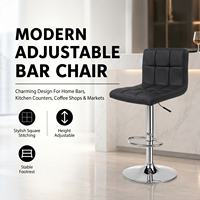 Chaises de Bar Commerciales Design en Cuir à Carreaux Modernes Nordiques et Tabourets de Bar