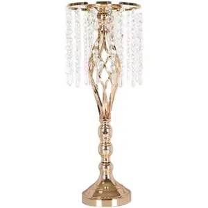 NISEVEN Creative Wedding centrotavola decorazioni da tavola metallo oro argento fiori Stand con lampadario di cristallo