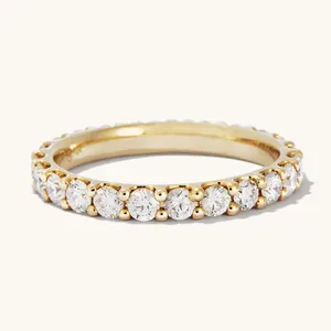 Moissanite cincin lapis emas perak murni S925, perhiasan cincin modis minimalis grosir