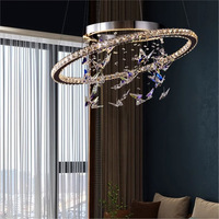 Lámpara de Araña LED de Cristal de Lujo, Moderna, con Anillo, Tamaño Mediano, Antideslumbrante, para Sala de Estar, Comedor, Dormitorio