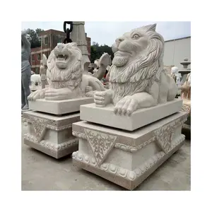定制花园装饰真人大小花岗岩石狮子雕像大型动物雕刻石