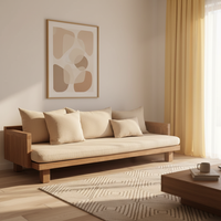 Canapé individuel en bois massif italien, style moderne, canapé trois places en style simple pour petit appartement, salon