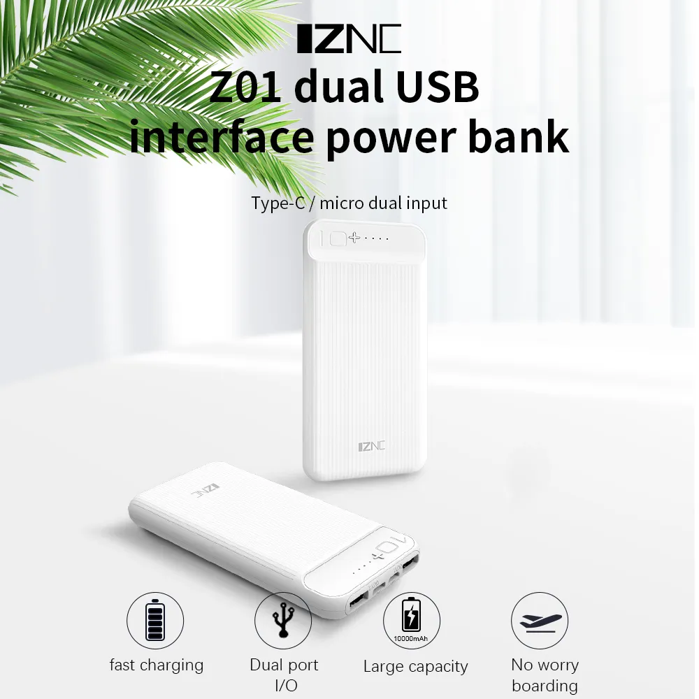 พาวเวอร์แบงค์10000mAh ความจุสูง4พอร์ตเอาท์พุท2 USB แบตเตอรี่พอลิเมอร์แบบพกพาที่ชาร์จแบตสำรองสำหรับ iPhone