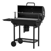 Kit de rôtissoire pour barbecue au charbon moderne certifié BSCI, fumoir à baril en acier épaissi de 2,0 mm, certifié CE ETL, chariot, vente en gros OEM