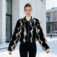 Veste en fausse fourrure chic pour femme, style streetwear, en peluche synthétique, personnalisable avec logo de marque