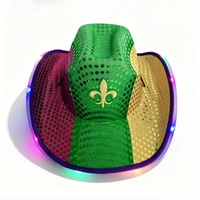 Cappello da Cowboy Occidentale con Paillettes Rosse Scintillanti per Feste e Travestimenti