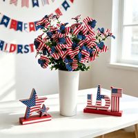 Bouquet de fleurs en soie drapeau américain patriotique rouge blanc bleu, eucalyptus artificiel pour la décoration de fête du 4 juillet, Jour de l'Indépendance
