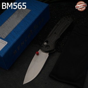 Cuchillo Plegable BM565 Bugout con Hoja de Acero de Damasco Tipo Punta de Lanza, Mango de Fibra de Carbono, Apertura Manual, DIY OEM - Product Image 1