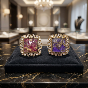 Luxury Lab Created Cubic Zirconia <b>Statement</b> <b>Ring</b> for Women Antique Copper Plated Adjustable Cocktail Party Fashion Jewelry - Product Image 1