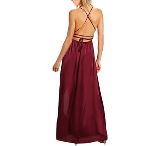 Custom Organic Fabrics Excellent Quality <b>Summer</b> <b>Sexy</b> Satin Deep V Neck Backless Sequin Maxi Party Evening <b>Dress</b> - Product Image 6