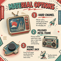 Aimants de réfrigérateur en métal émaillé rigide, style rétro pop culture, motifs cassette, télévision, vinyle, console de jeu, cadeau souvenir, vente en gros