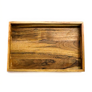 Bandeja de Servir de Madera de Teca de Tamaño Mediano con Asa Recortada, Bandeja para Cena, Desayuno en la Cama, Uso en Cocina, Comedor, Hotel, Madera Sólida Sostenible - Product Image 1