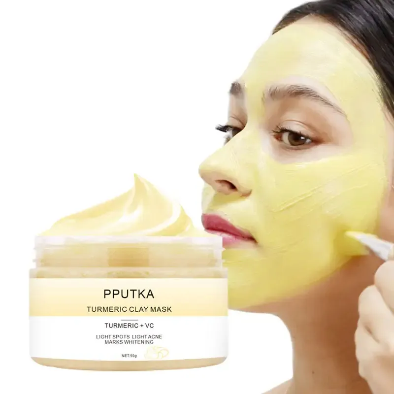 Private Label natürliche Bio-Lotion Kräuter Vitamin C Kurkuma Schlamm Film Membran Bleaching Gesichts maske Ton Gesichts maske