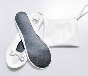Nueva boda moda barato niñas plata Ballet zapatillas planas <span class=keywords><strong>para</strong></span> fiesta <span class=keywords><strong>baile</strong></span> mujeres plegable viaje Ballet zapatos planos bolsa - Product Image 4