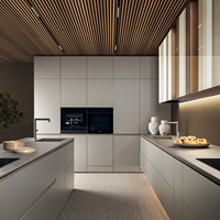Îlot de cuisine en bois et marbre préfabriqué CBMmart avec rangement