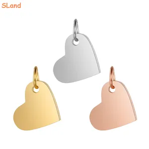 SLand Jewelry Manufacturer wholesale Silver/Gold/Rose gold DIY stamp Stainless Steel Sideway Love Heart Charm Pendants For Women