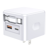 Chargeur rapide GaN HNT OEM 40W avec câble de charge rétractable 3 en 1 intégré de 70 cm, chargeur mural pour iPhone 15 16 Samsung Mobile Phone