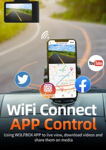 Wolfbox D07 4k tầm nhìn ban đêm bảng điều khiển máy ảnh phía trước và phía sau kép xe ghi <span class=keywords><strong>g</strong></span>ương Dash Cam với Wifi GPS - Product Image 3