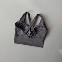 Bra Olahraga Wanita dengan Bantalan Dada Tetap Anti-Guncangan Berkekuatan Tinggi, Bernapas, untuk Yoga dan Lari, Tanpa Kawat, Rajutan Solid