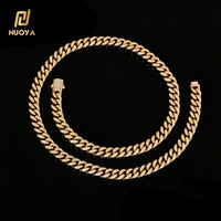 Collier chaîne cubaine NUOYA 10 mm en moissanite VVS, plaqué or 18 carats, en acier inoxydable, style hip-hop glacé pour hommes