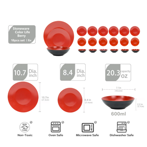 Semtember Promotion Round Houseware Steak Plate Low Price Tableware Set China Factory Stoneware Dinnerware Set Food Grade for 6 - Product Image 6