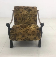 Fauteuil individuel de luxe en cuir fait main, motif léopard, tête de chien en bois, style italien moderne, haute qualité, pour salon, villa, hôtel