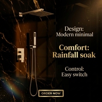 Ensemble de douche de luxe moderne en acier inoxydable 304 doré brossé, mitigeur monocommande avec jet pluie, installation 2 trous, céramique