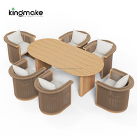 Ensemble de jardin tressé résistant aux intempéries, chaise de salle à manger en teck massif de qualité supérieure, ensemble de table de luxe, ensemble de salle à manger extérieure pour hôtel, restaurant, terrasse