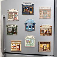 Aimants de réfrigérateur vintage en métal pour devanture de magasin, autocollants émaillés personnalisés pour réfrigérateur, monuments touristiques, Rue Principale, service de vente fiable