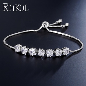 Rakol สร้อยข้อมือคริสตัลเซอร์โคเนีย14K สำหรับผู้หญิงมีเสน่ห์ BP2257 - Product Image 5