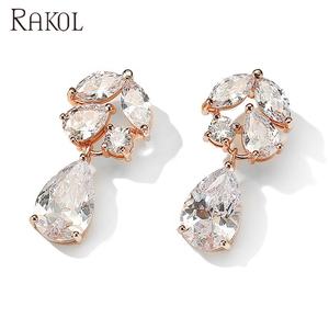 RAKOL EP2433 Water Drop Zircon Silver Gold Plated Stud Hypoallergenic Earrings <b>Jewelry</b> - Product Image 5