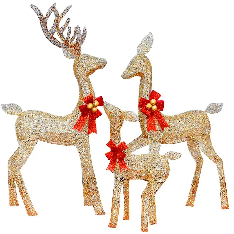 Solar Christmas Metal Reindeer Motif Light For Outdoor Decoration