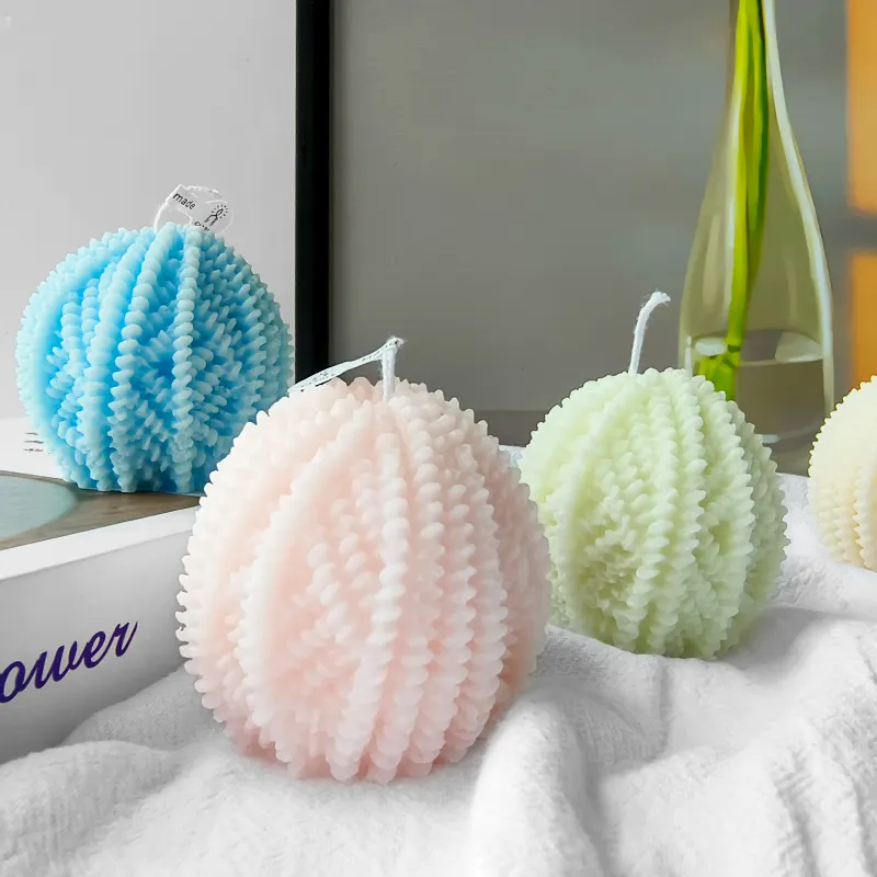 C011 Bougies parfumées en boule de laine 3D en gros direct d'usine pour bougies d'ambiance de restaurant et de décoration intérieure