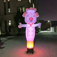 Grand cochon chef LED gonflable, résistant à l'eau, en tissu Oxford, pour la publicité d'événements et de restaurants
