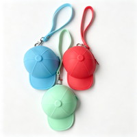 Mini sac à monnaie en silicone unisexe avec fermeture éclair, style casquette de baseball, motif dessin animé coréen mignon, couleur bonbon, pour clés et monnaie