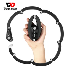 WEST BIKING Bicycle Bike Foldable Magnetic Wheel Lock Motorcycle Bicycle Lock Set Anti Theft Chain Locks For Bike High Security