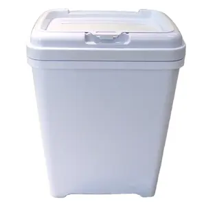 Seau de rangement carré à couvercle facile à ouvrir de 30 litres Seau en plastique Seau de rangement pour aliments pour animaux de compagnie