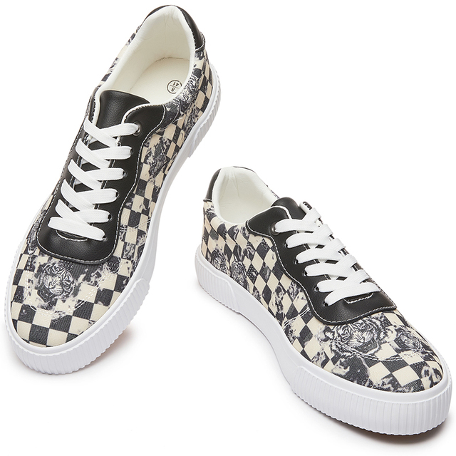 XRH Wholesale Spring Summer Custom Logo Sneaker Casual Kids Plaid Tiger Printed Classic Canvas Shoes for Mens