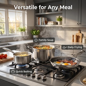 Lot de 10 ustensiles de cuisine classiques en acier inoxydable antiadhésif, compatibles induction, écologiques, vente en gros usine, double parure - Product Image 4