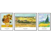 Peinture célèbre de Van Gogh, art mural moderne minimaliste, triptyque, cadre en porcelaine cristalline, écologique, résistant à l'eau, salon