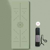 Tapis de yoga en caoutchouc naturel PU avec logo personnalisé, lignes d'alignement, antidérapant, professionnel, de luxe, pour studio de yoga, salle de sport, entraînement physique, Sports4