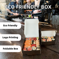 Umweltfreundliche, individuell bedruckte schwarze Kartonbox mit glänzender Laminierung für frisches Sushi und Mittagessen, faltbares Design.