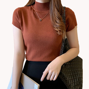 Pull en maille à col roulé mi-haut pour femmes, couche de base d'été, pull personnalisable, coupe ajustée, silhouette flatteuse, débardeur court, vêtement extérieur - Product Image 2