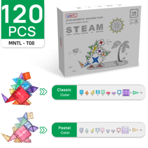 MNTL <span class=keywords><strong>120</strong></span> PCS Juego de bloques de construcción magnéticos creativos, bloque de construcción educativo preescolar STEM para niños - Product Image 2