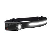 Lampe frontale de camping rechargeable à fonction capteur, lampe de travail LED COB avec torche, indice IP33, 350LM