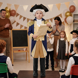 Nuevo Disfraz de Halloween para Niños de <span class=keywords><strong>George</strong></span> Washington, Uniforme Colonial Americano de Hamilton con Peluca - Product Image 3